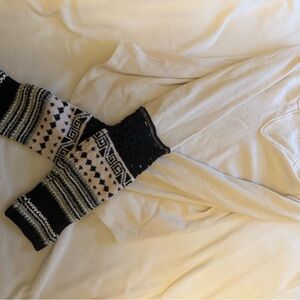 Free People Shirt with Black & Cream Patterned Knit Lower Sleeves